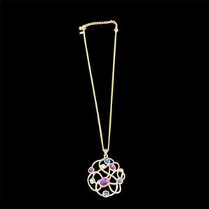 Avon silvertone large multicolored pendant necklace 23” adjustable